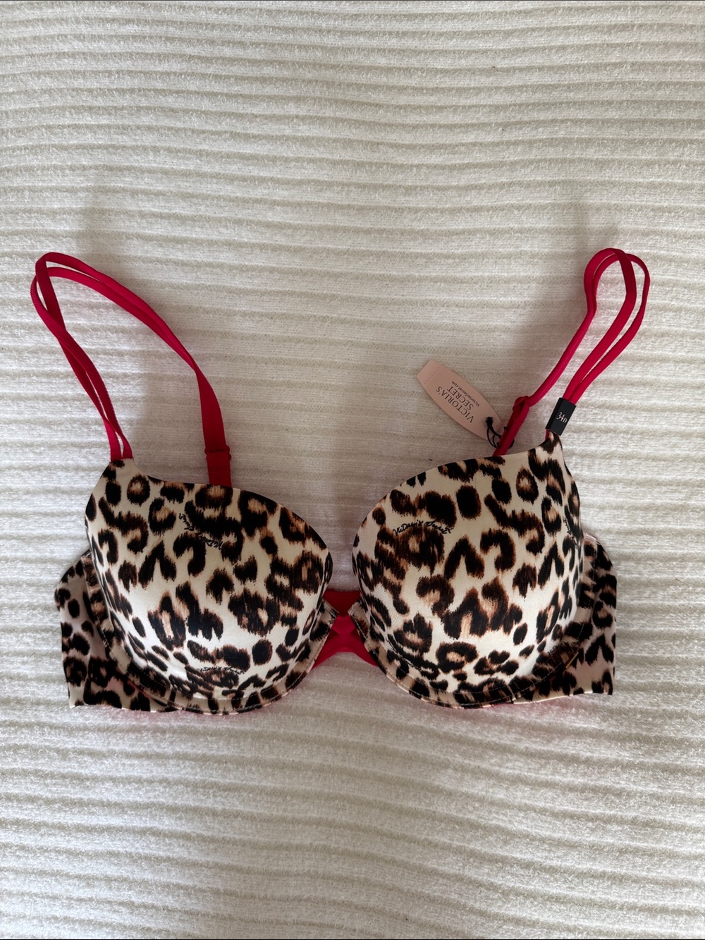 VICTORIA’S SECRET | NWT Very Sexy Padded Push Up Leopard Print Bra Red 34D